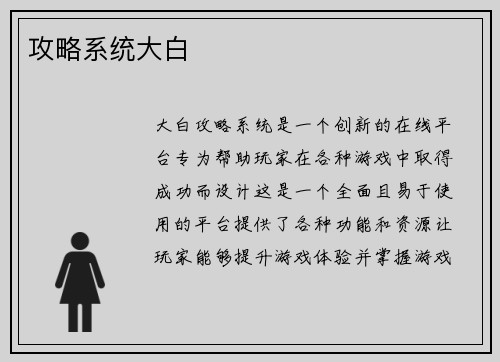 攻略系统大白